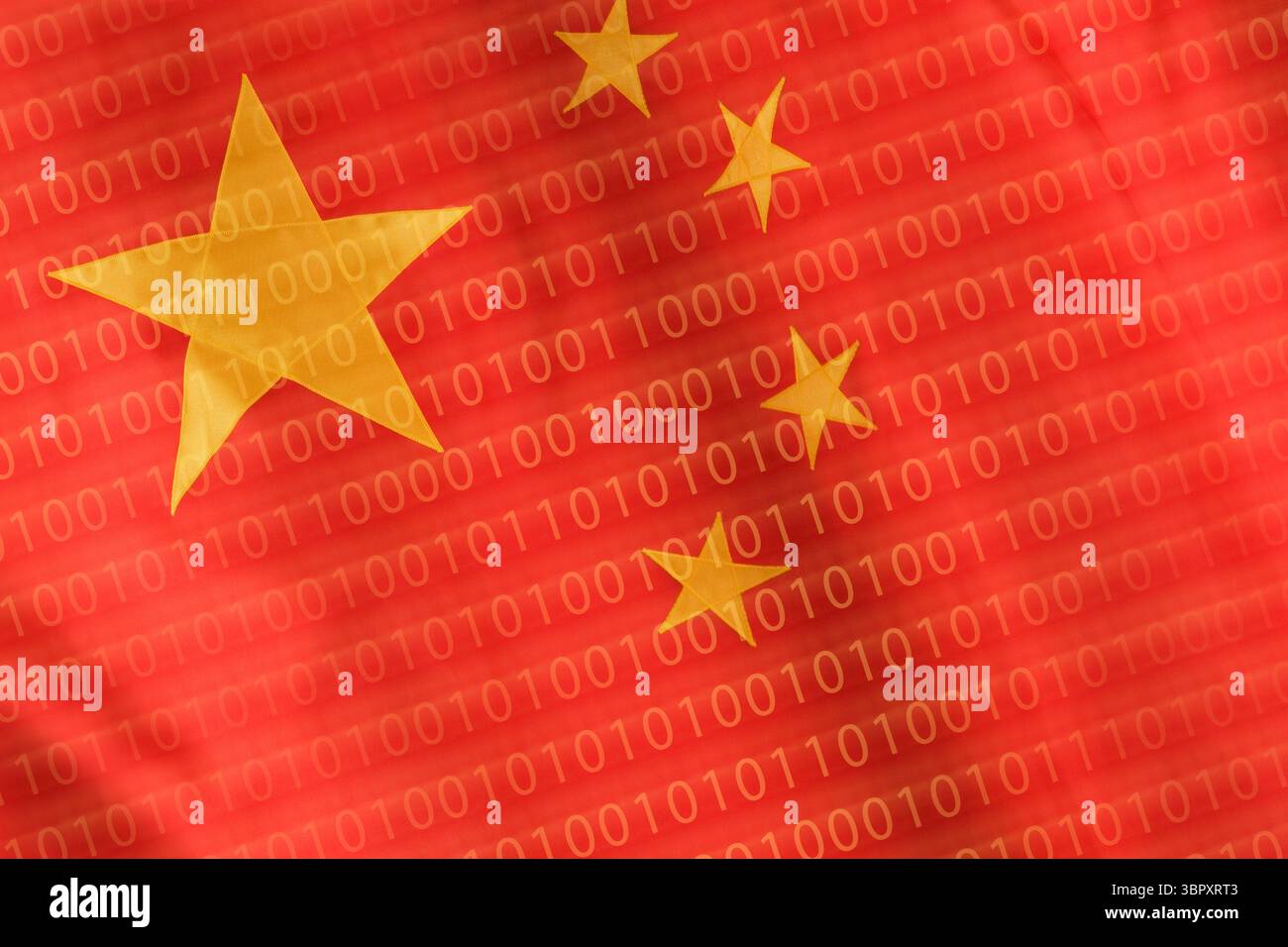 Chinese flag with super-imposed binary code numbers Stock Photo - Alamy