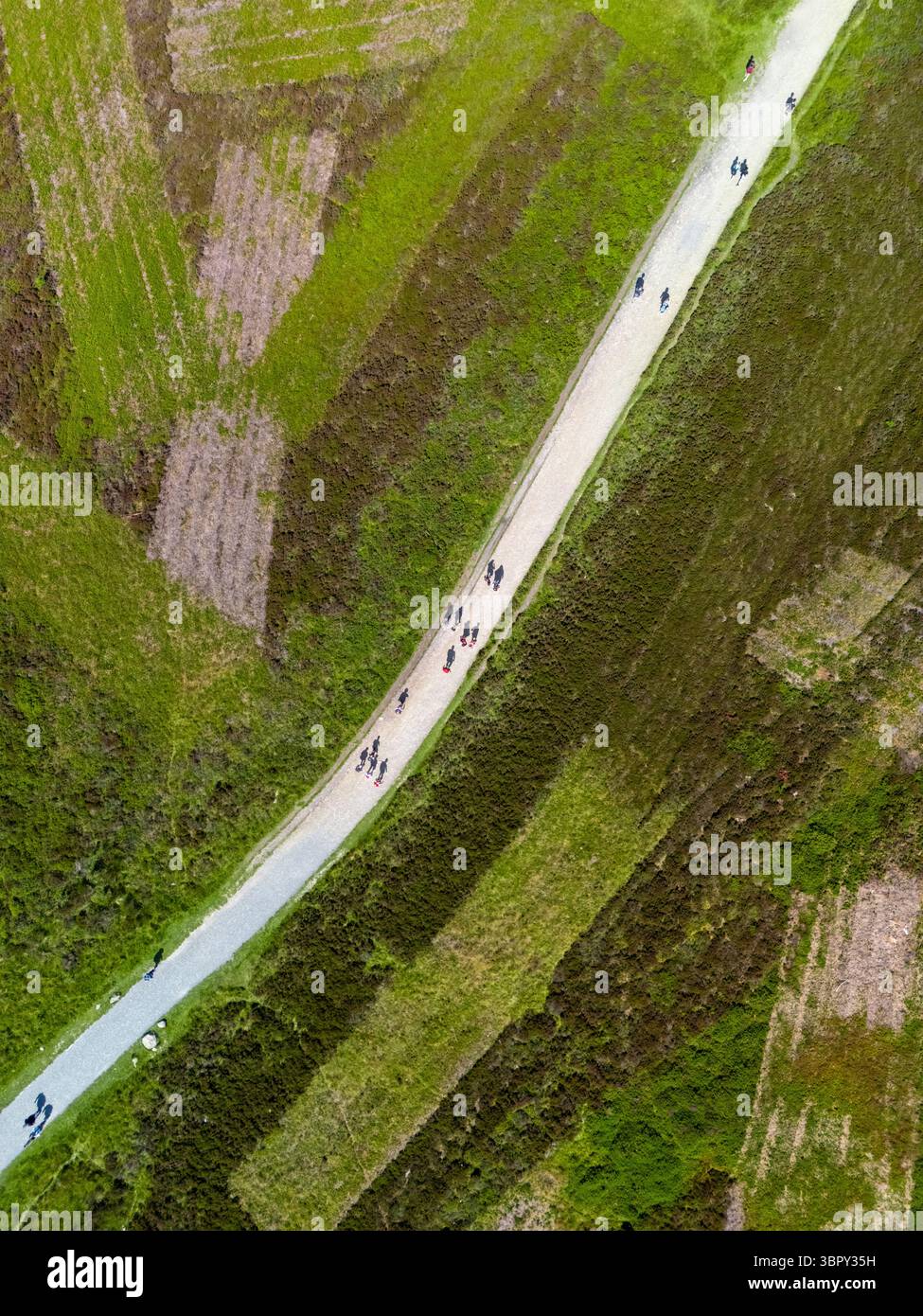 Aerial over group hikers on hi-res stock photography and images - Alamy