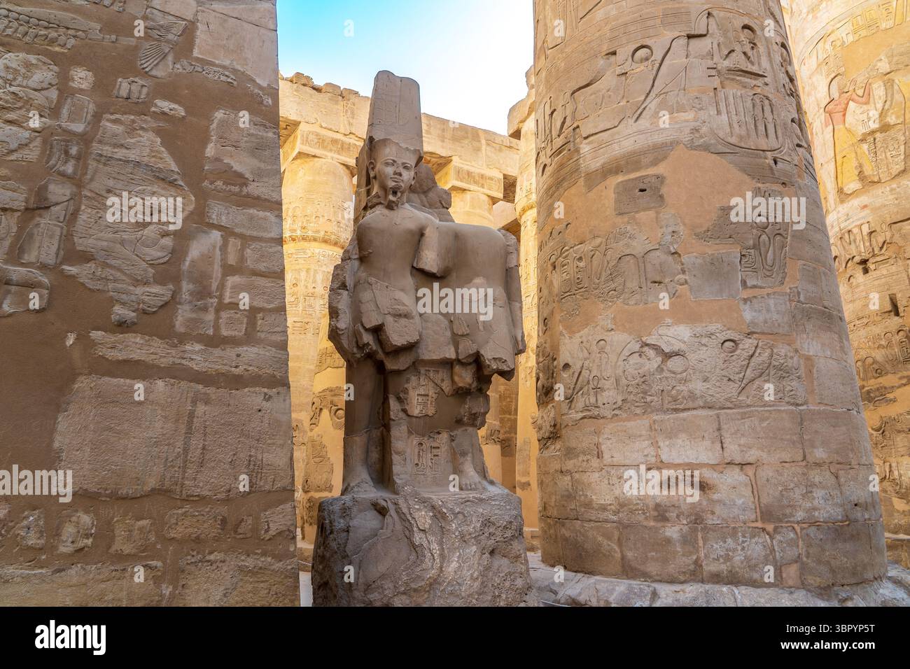 Amun Ra statue. Karnak Temple Complex, Luxor Stock Photo