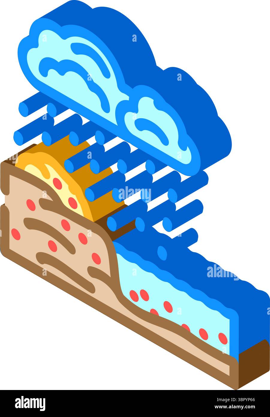 copper zinc runoff river system after heavy rainfall isometric icon ...