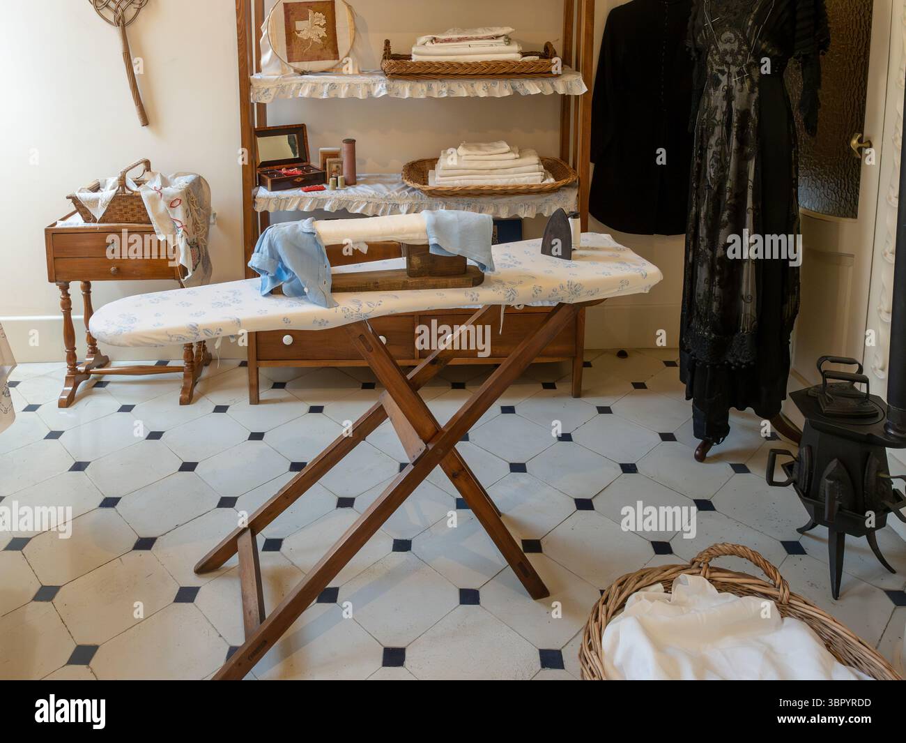 The Laundry Room In The Period Apartment Exhibit At Casa Mil With An the-laundry-room-in-the-period-apartment-exhibit-at-casa-mil-with-an