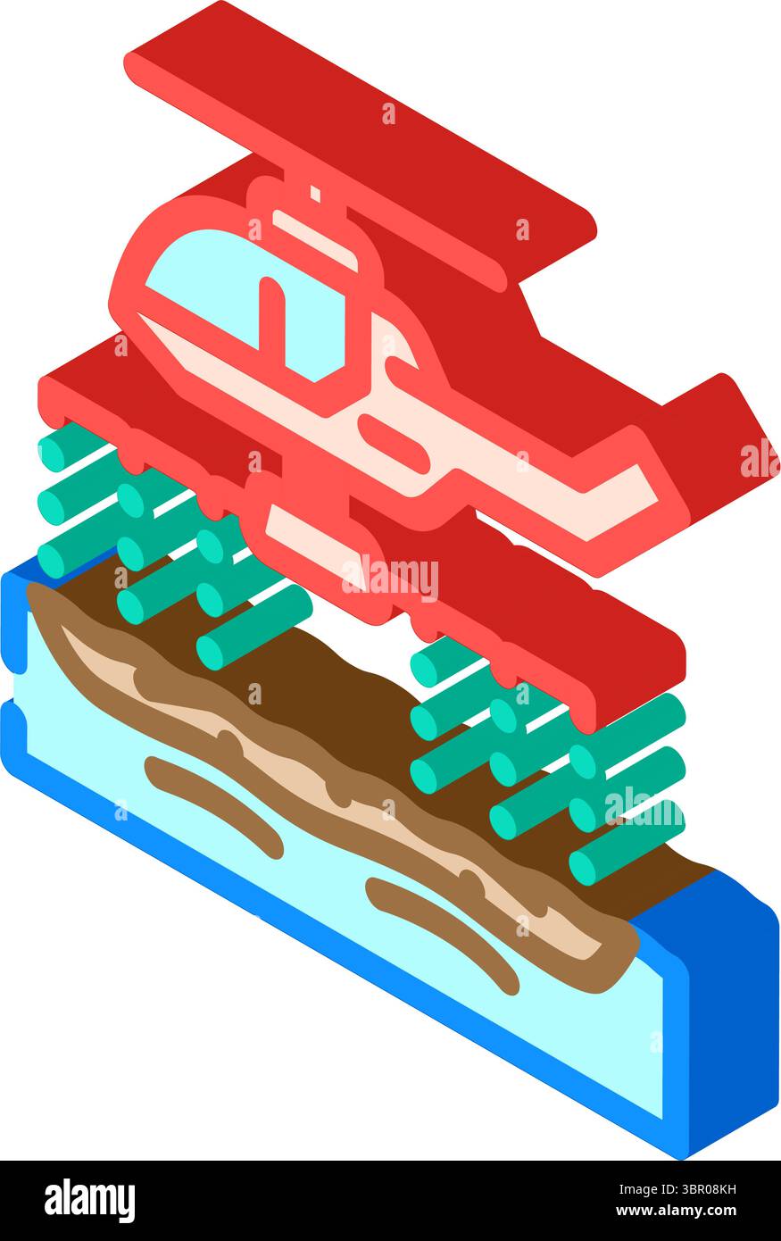 helicopter spraying dispersants oil spill isometric icon vector ...