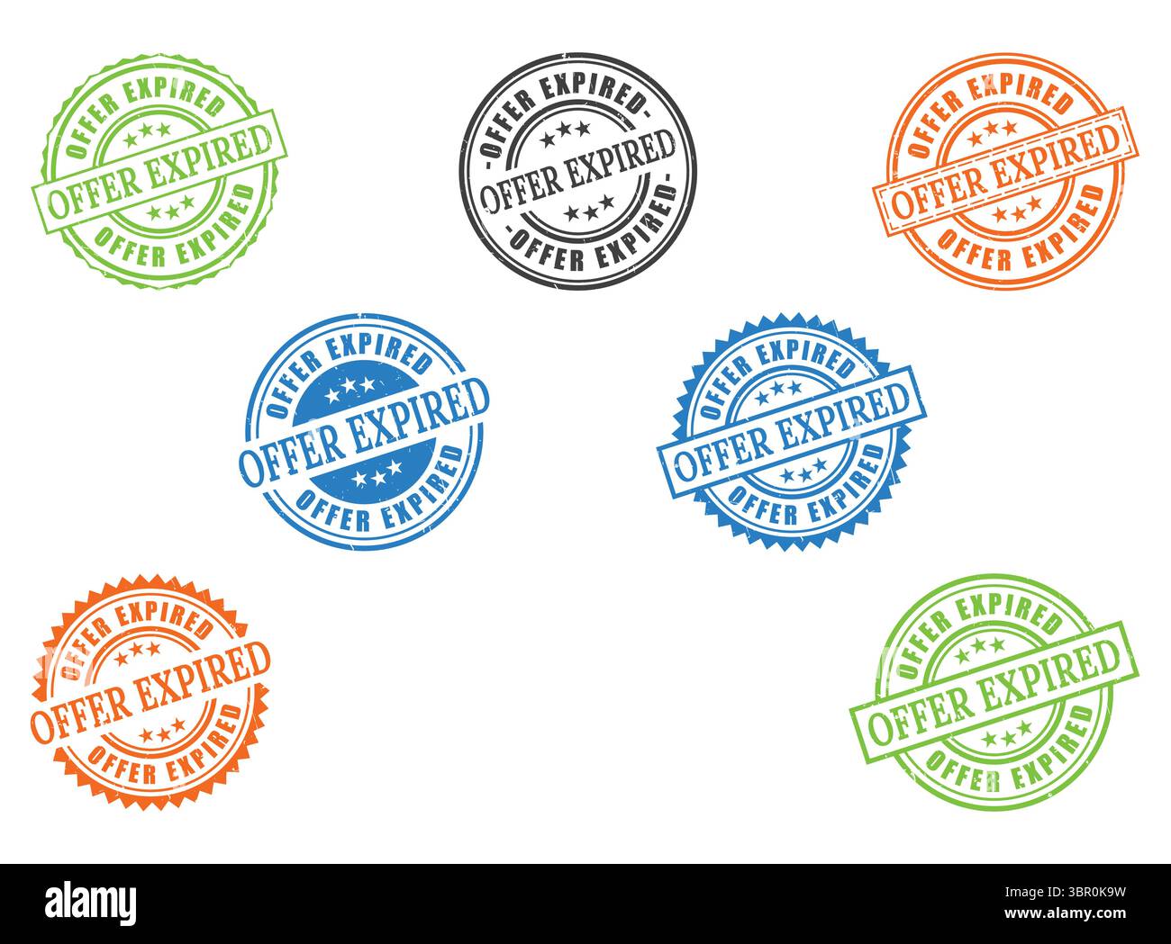 A Extensive Offer Expired Stamp Collection, Vector Set of Outdated ...