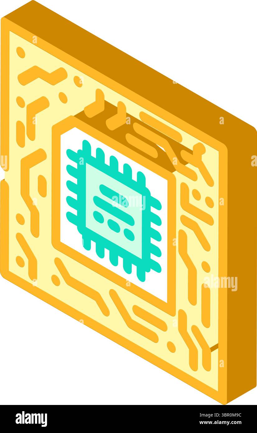 circuit board quantum computer isometric icon vector illustration Stock ...
