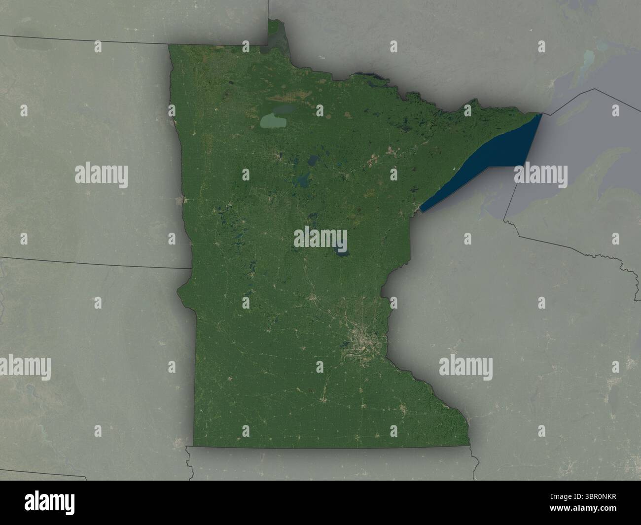 Minnesota Border Map Very detailed map of Minnesota with clear state borders. Contains ...