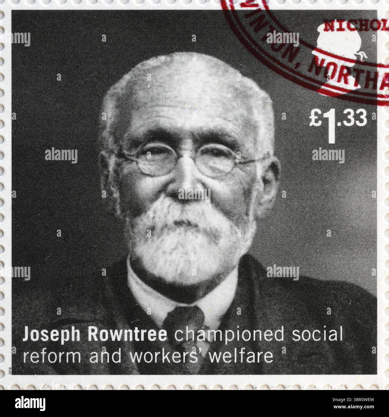Philanthropist Joseph Rowntree portrait on british stamp Stock Photo ...