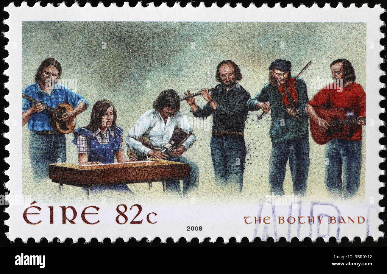 The Bothy band on irish postage stamp Stock Photo