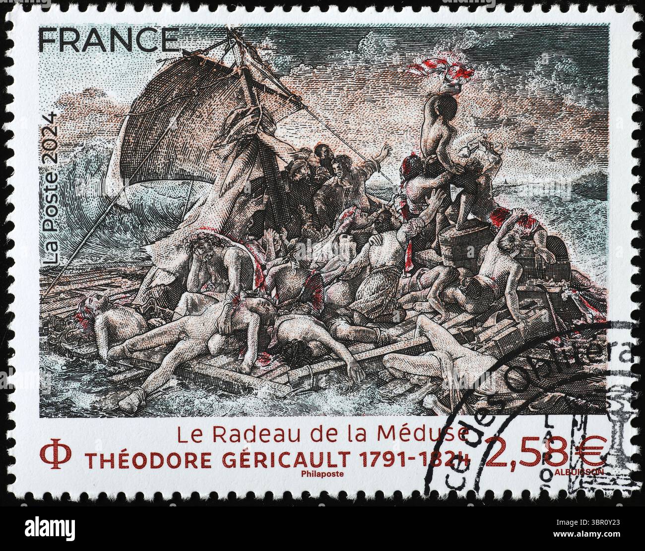 The Raft of the Medusa by Gericault on french postage stamp Stock Photo