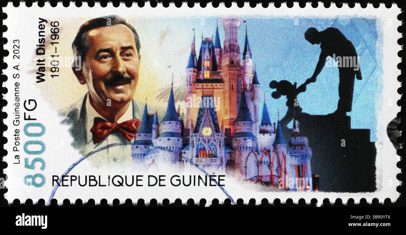 Walt Disney and his creation Disneyland on postage stamp Stock Photo