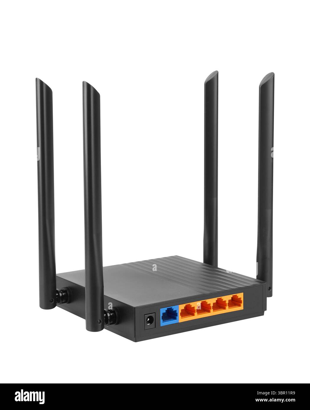 Lan Router Front View Wireless Wi-fi Router with antennas isolated on white background Stock ...