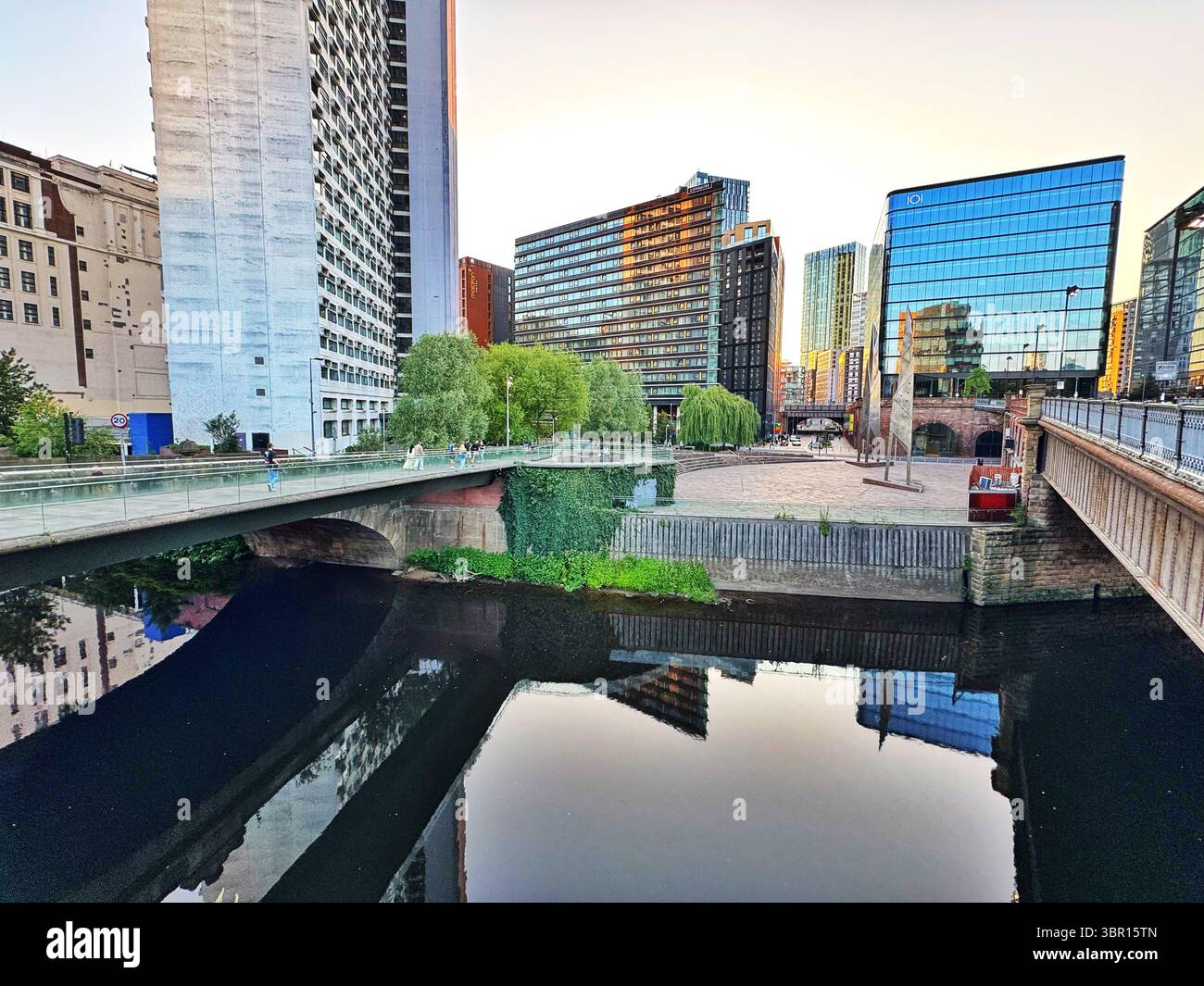 Modern new buildings in Salford, Blackfriars and Trinity, Manchester city centre. - Smartphone Captured Stock Image