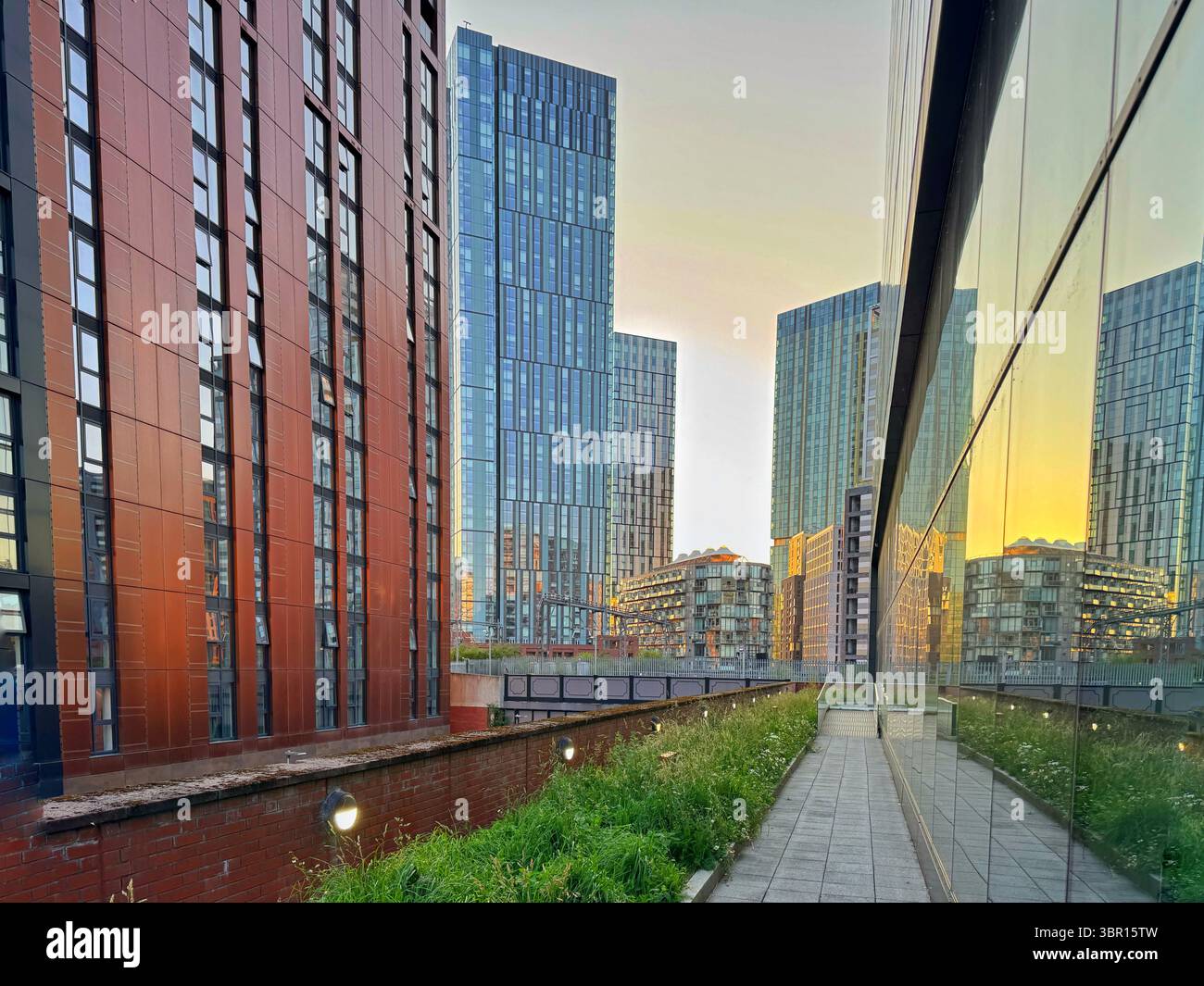 Modern new buildings in Salford, Blackfriars and Trinity, Manchester city centre. - Smartphone Captured Stock Image