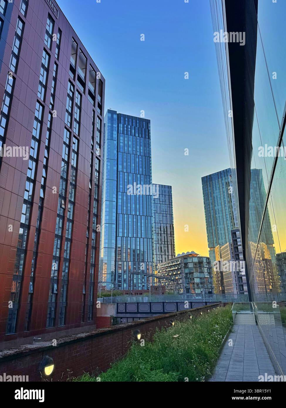Modern new buildings in Salford, Blackfriars and Trinity, Manchester city centre. - Smartphone Captured Stock Image
