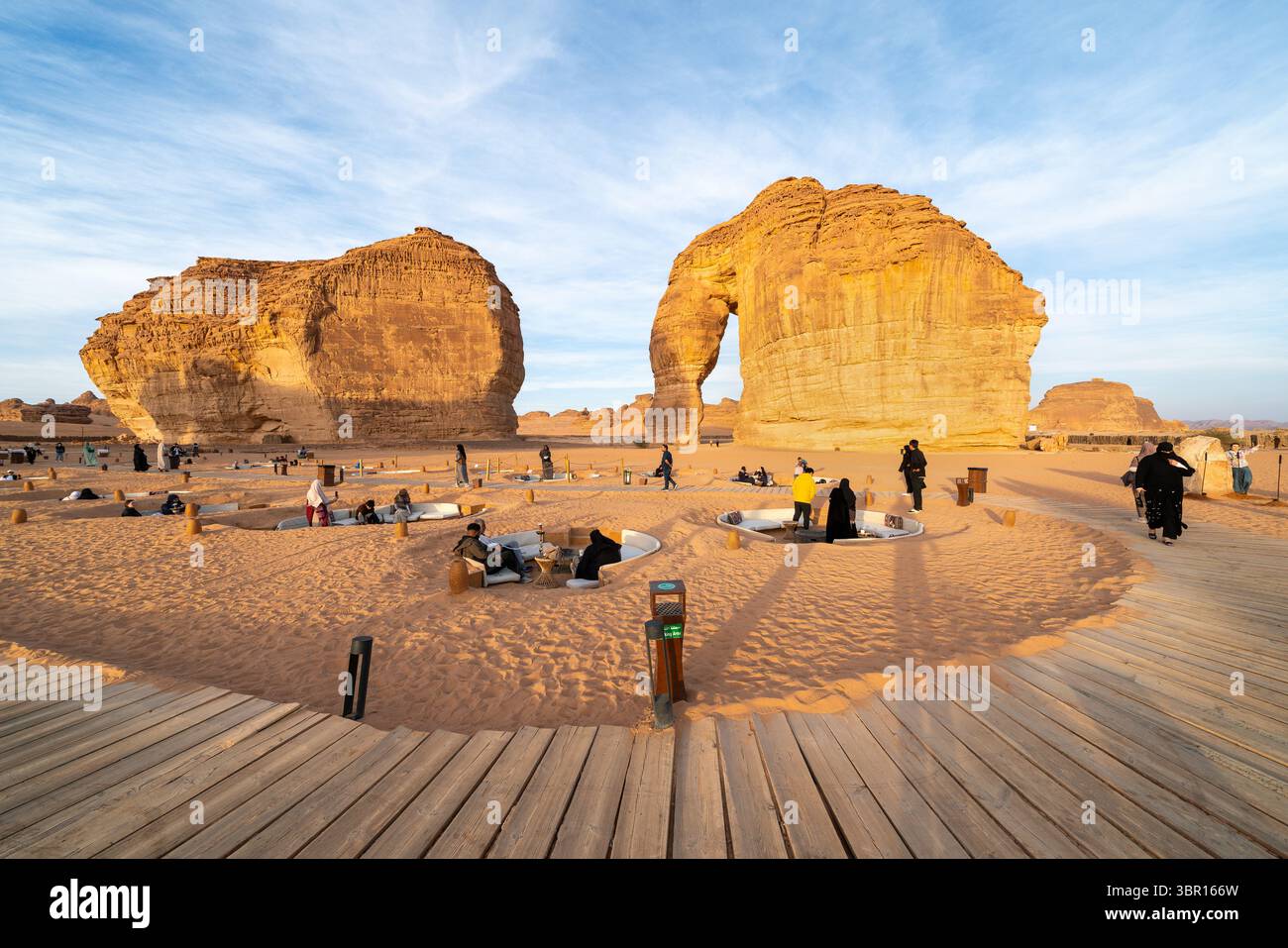 AlUla, Saudi Arabia - December 17, 2024: People relax at the bar at ...