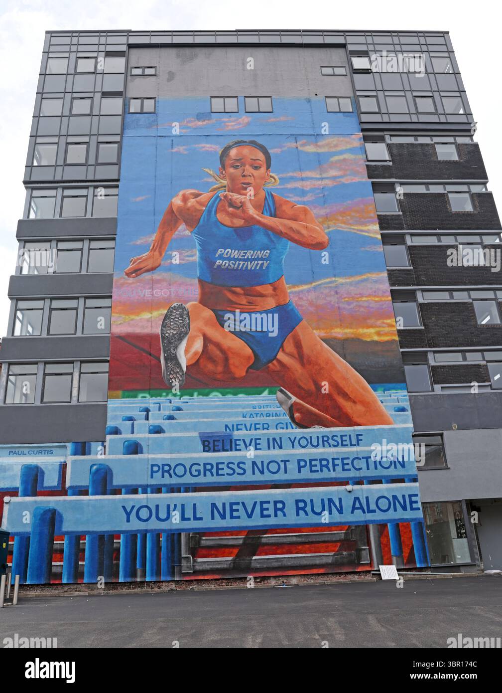 Powering Positivity ,Dale St, Liverpool mural, by Paul Curtis Stock Photo