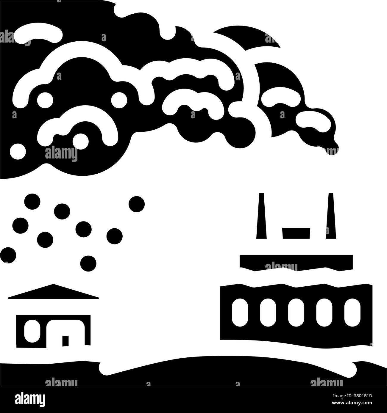 industrial plant emitting lead dust affecting local communities glyph ...