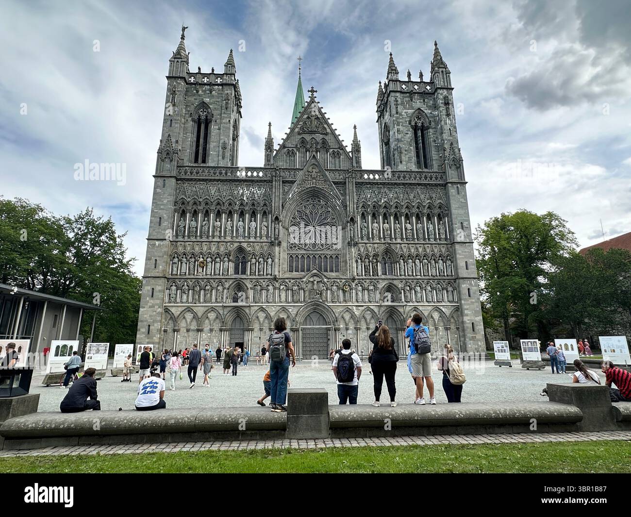 Trondheim, Norway, 08 Aug 2024: Nidaros Cathedral is a majestic gothic masterpiece attracting tourists. - Smartphone Captured Stock Image