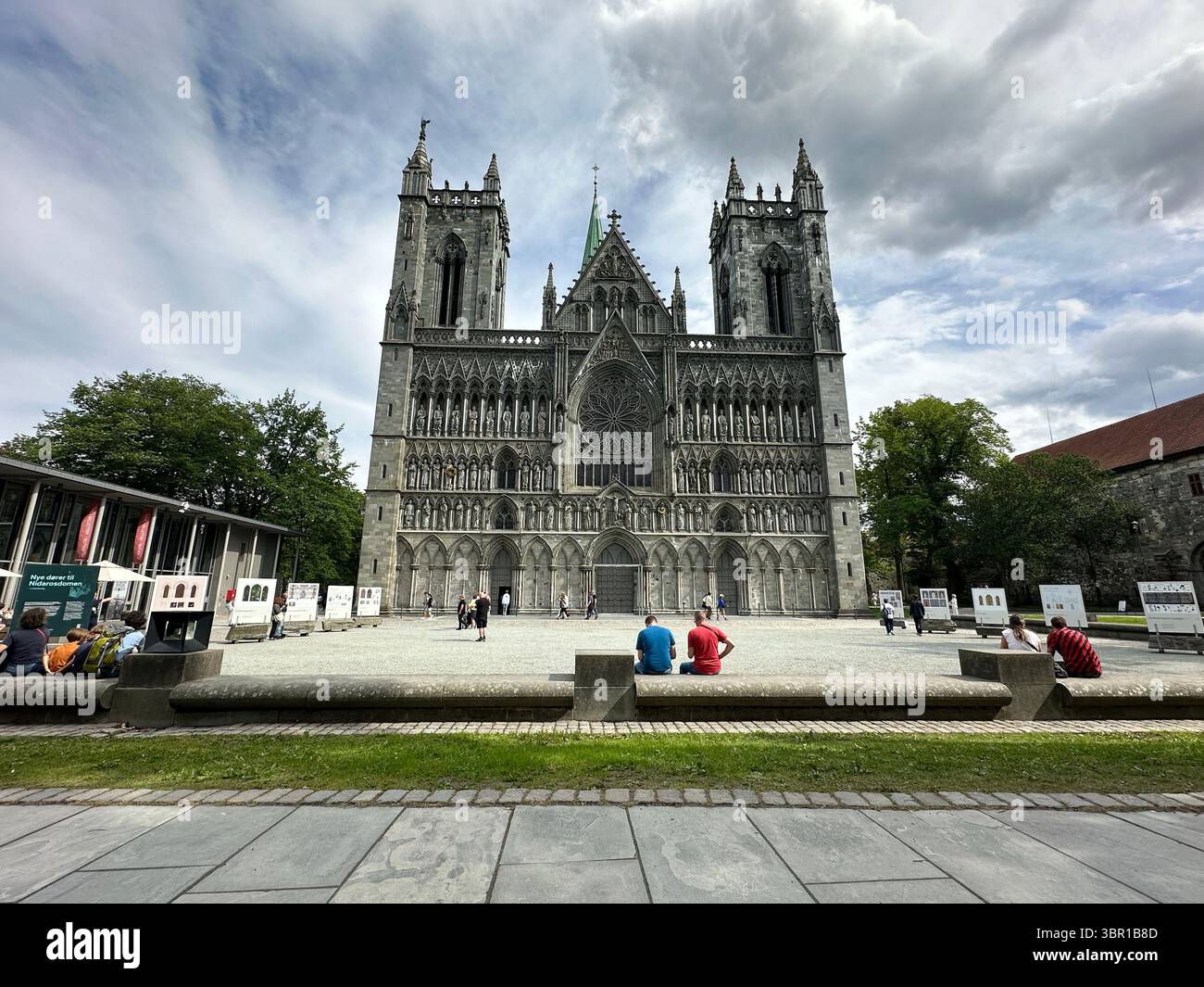 Trondheim, Norway, 08 Aug 2024: Nidaros Cathedral is a majestic gothic masterpiece attracting tourists. - Smartphone Captured Stock Image