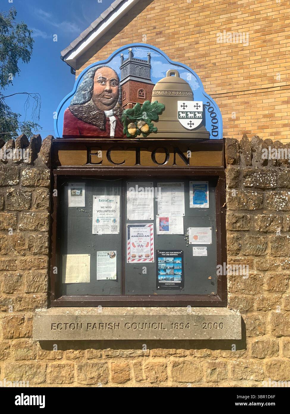 Ecton Northampton Northamptonshire American  Benjamin Franklin Plaque Robert Franklin famous founding fathers statesman diplomat inventor - Smartphone Captured Stock Image
