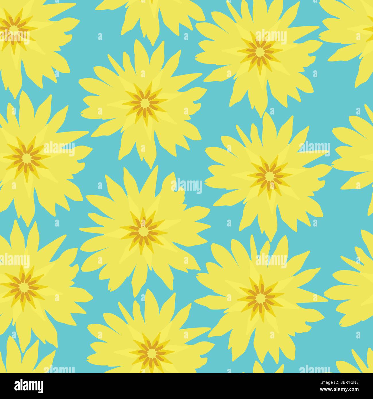 seamless pattern with yellow flowers; blooming floral design seamless pattern Stock Vector