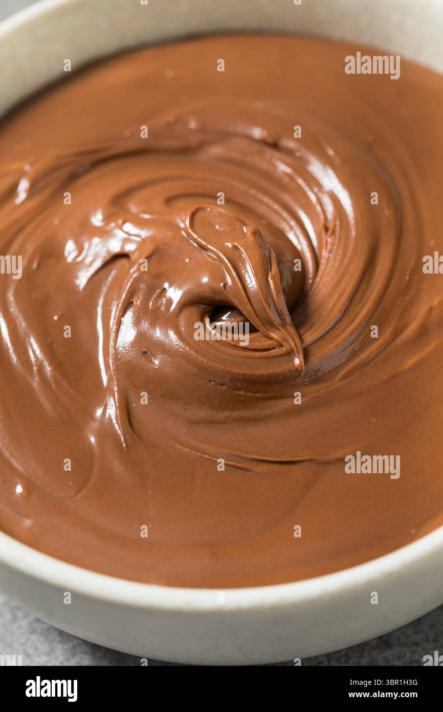 Sweet Homemade Chocolate Hazelnut Spread in a Bowl Stock Photo