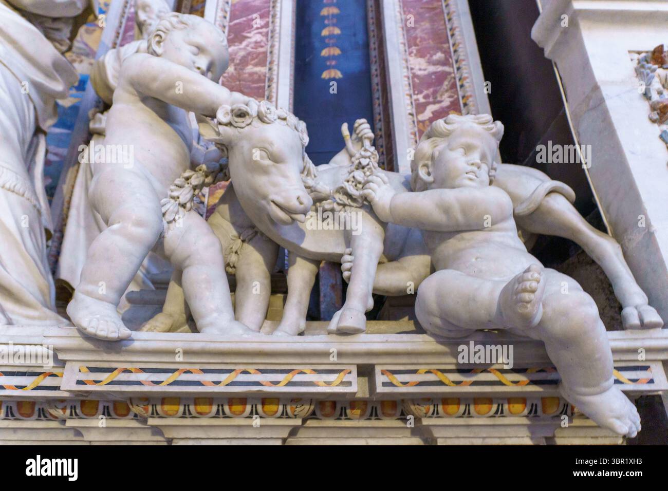 Close-up of a Baroque marble sculpture from a church interior in ...