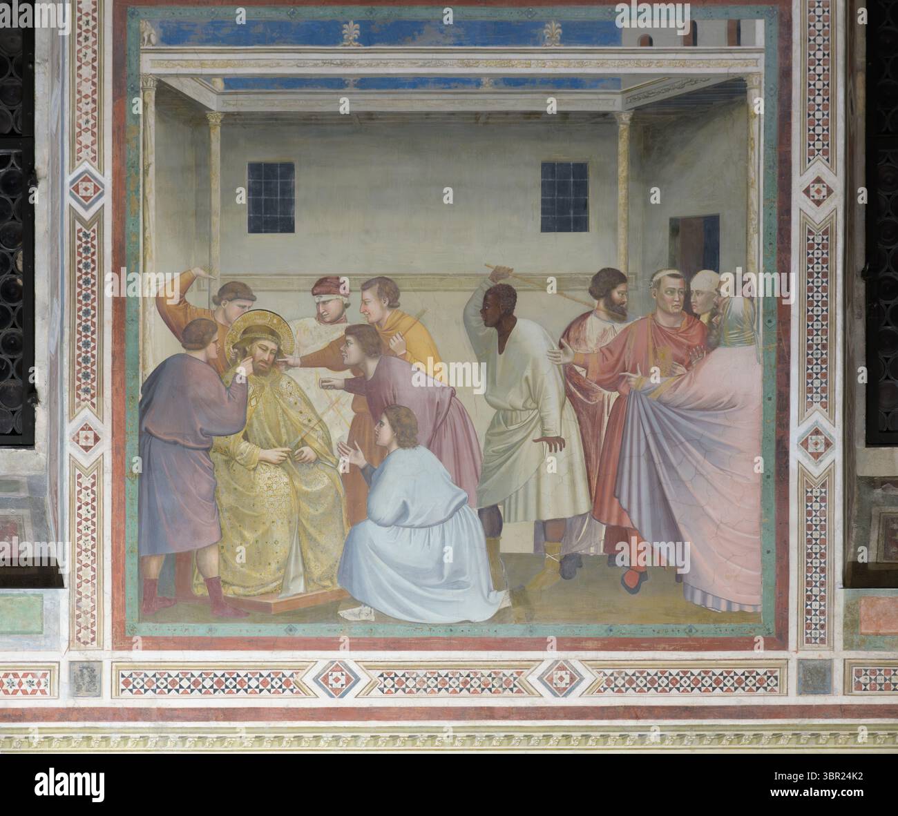 Jesus Humiliation Fresco of 'Christ Mocked,' Scrovegni Chapel, Padua, Italy, painted by ...