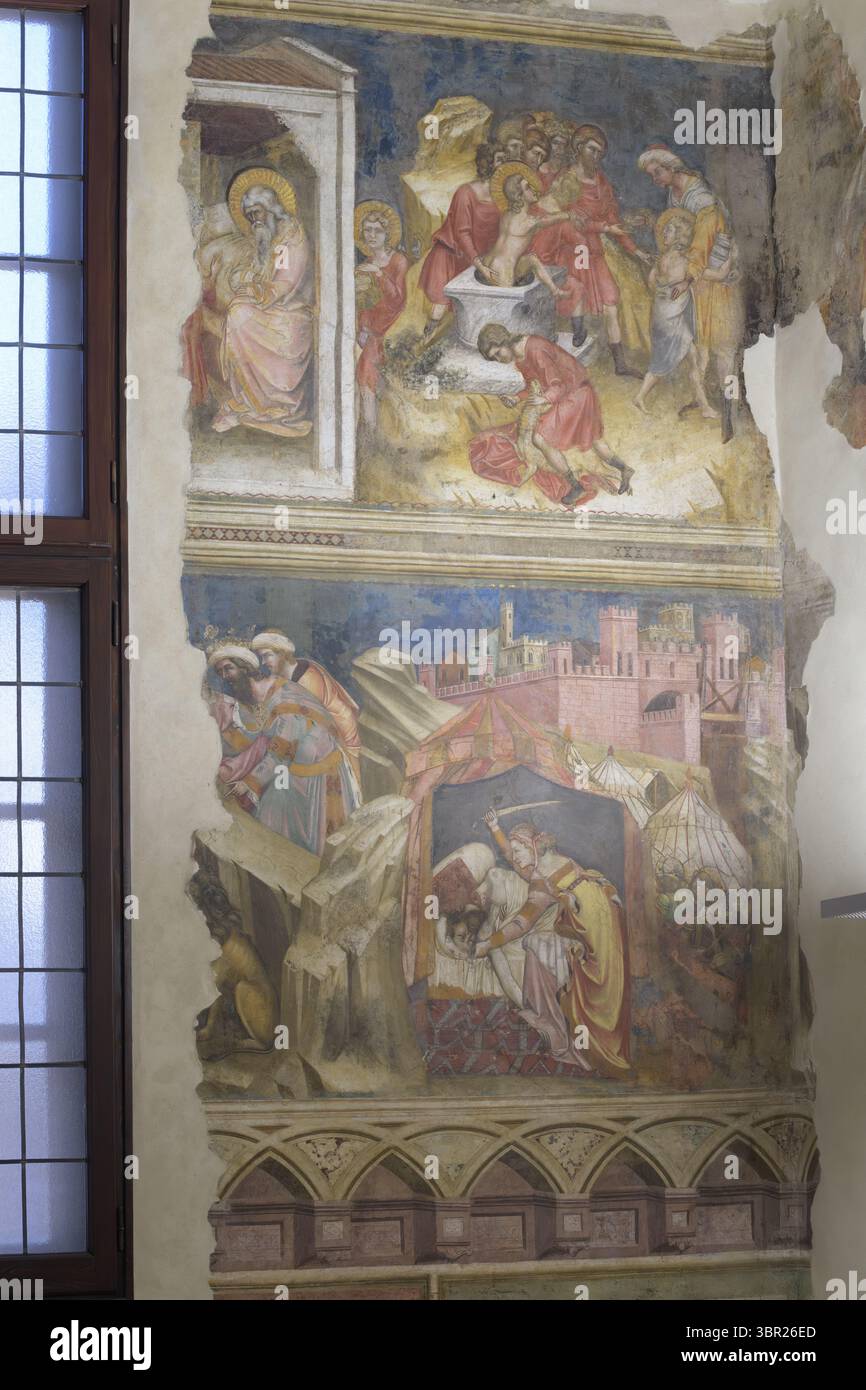 Judith Scene Fresco by Guariento depicting biblical scenes of Daniel in the lion's ...