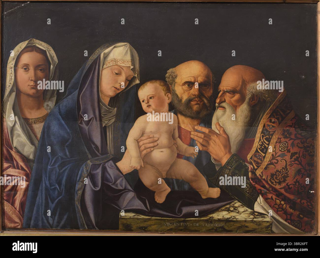 A religious artwork depicting the Presentation of Jesus at the Temple ...