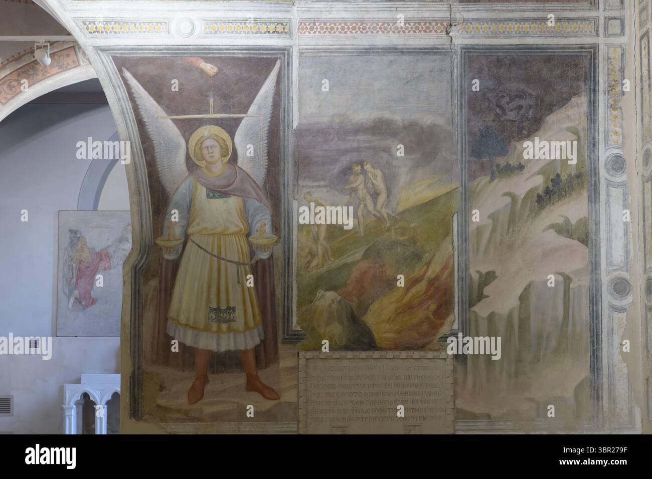 Fresco of Saint Michael by Jacopo da Verona, 16th century, depicting ...