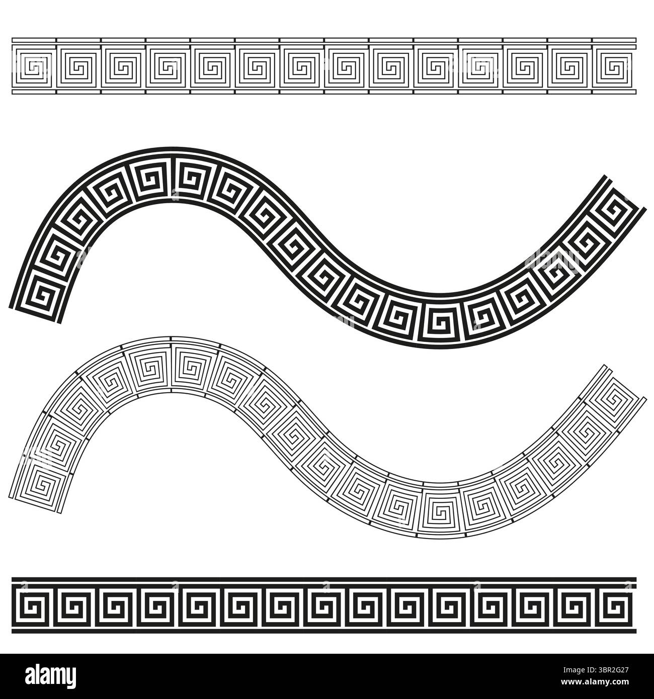 Vector black white lines greek key hi-res stock photography and images ...