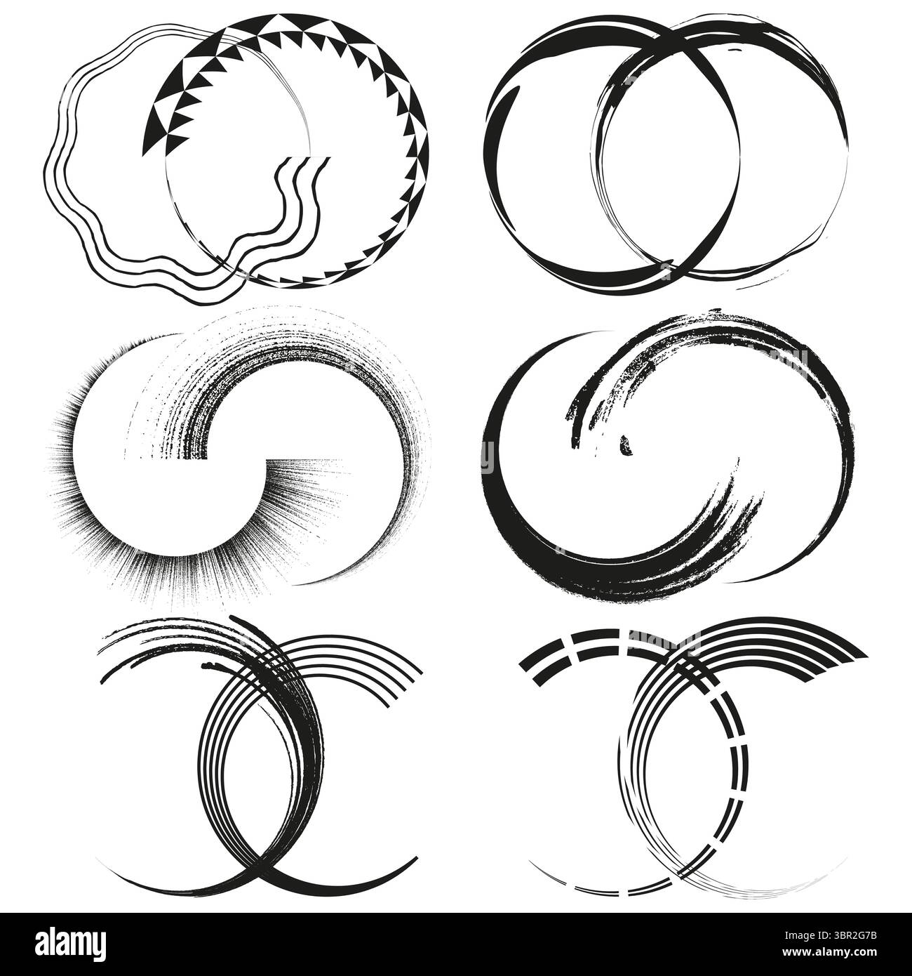 Pinwheel swirl icon. Petal rotation shapes. Black white contrast ...
