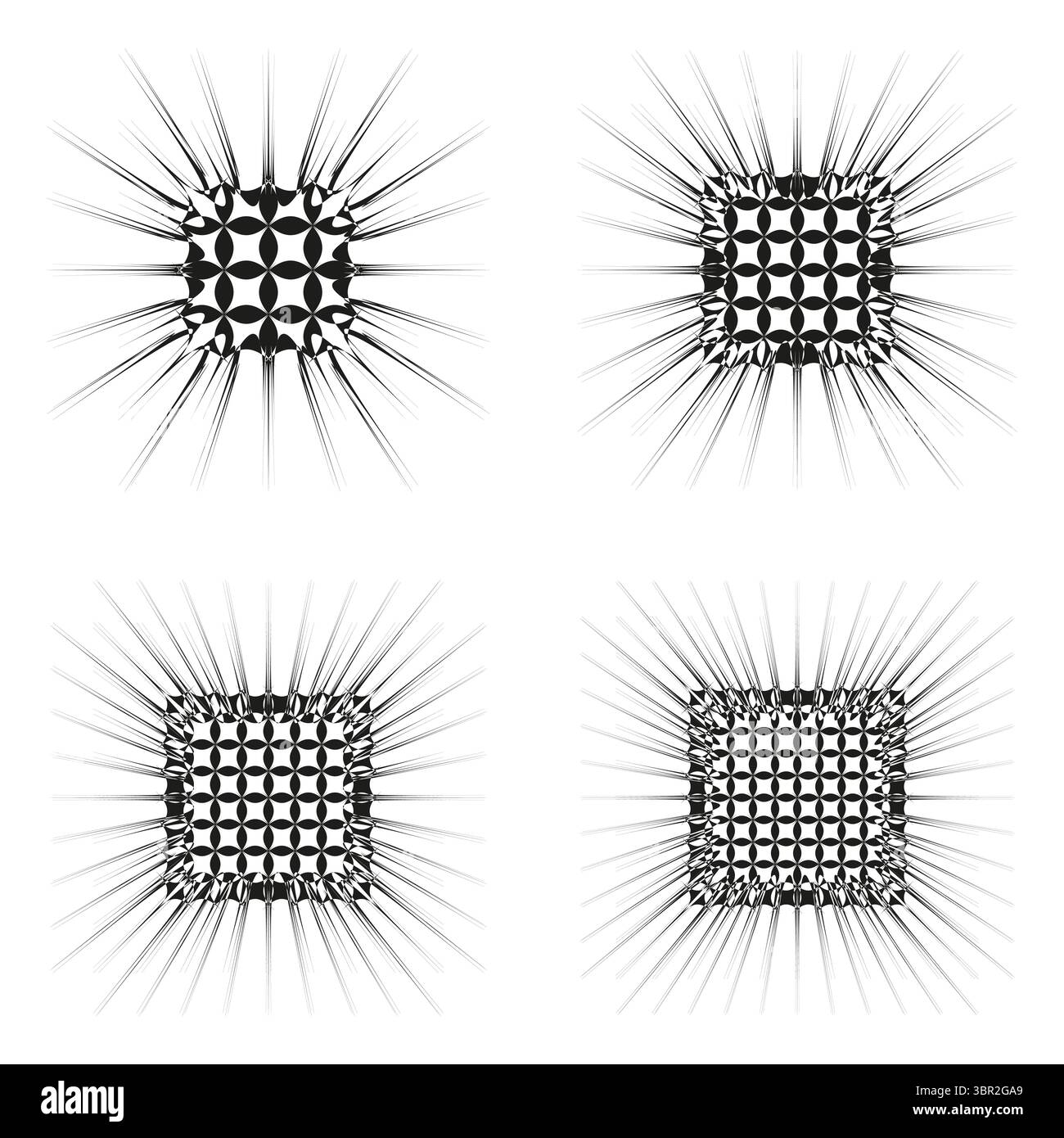 Radiant square icon. Spiky burst pattern. Abstract star Vector. Dynamic line design. Stock Vector