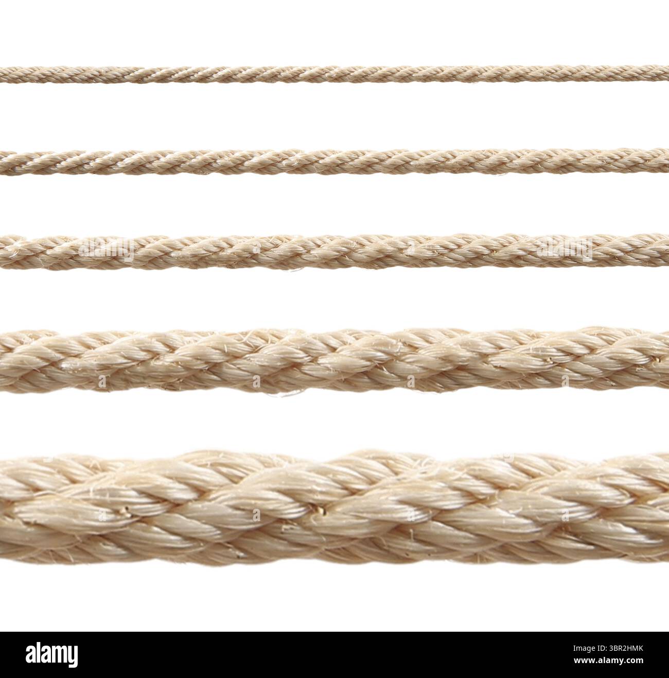 Ropes of different thickness isolated on white, set Stock Photo - Alamy