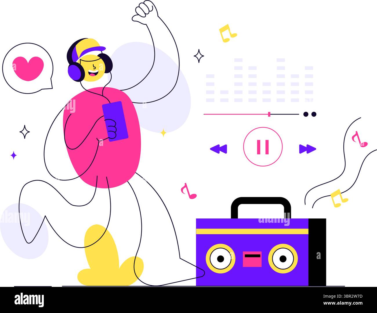 Viral Tunes Vector Illustration Featuring Songs that Became Popular with Sound Waves Equalizer, Voice Signal Circle, and Digital Visualization Sound Stock Vector