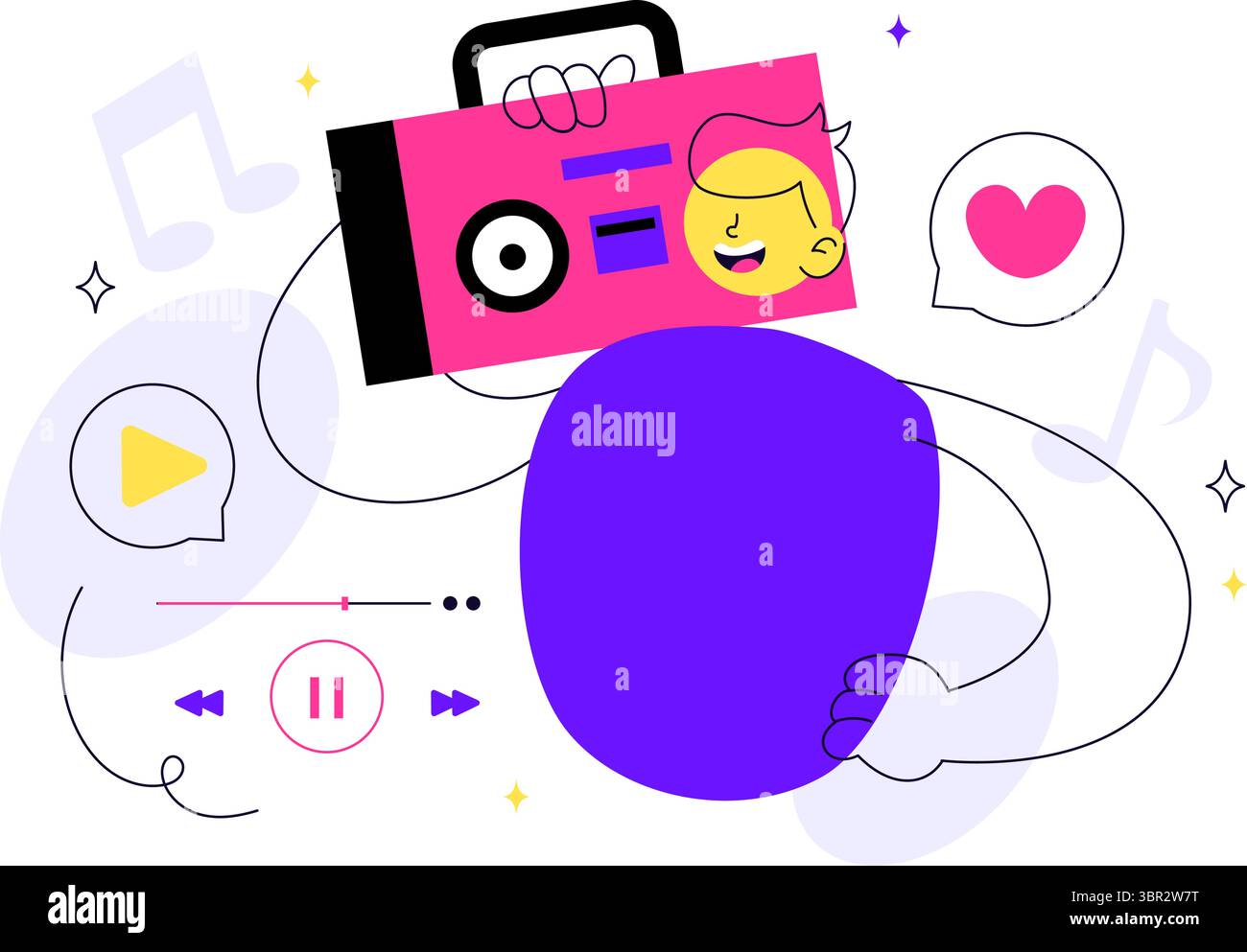 Viral Tunes Vector Illustration Featuring Songs that Became Popular with Sound Waves Equalizer, Voice Signal Circle, and Digital Visualization Sound Stock Vector