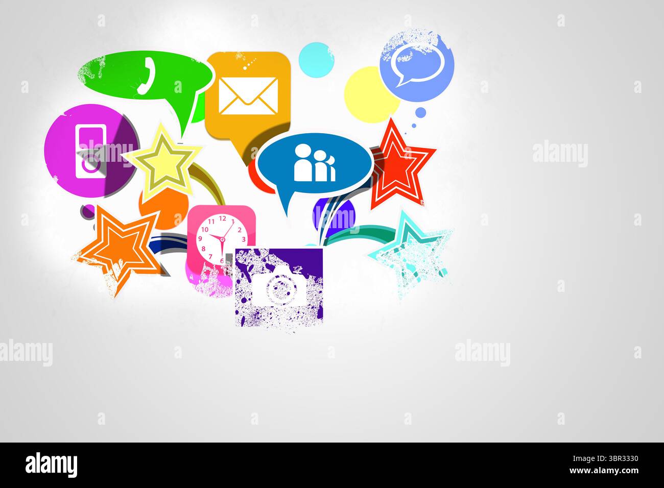 Splash on wall revealing computer applications Stock Photo