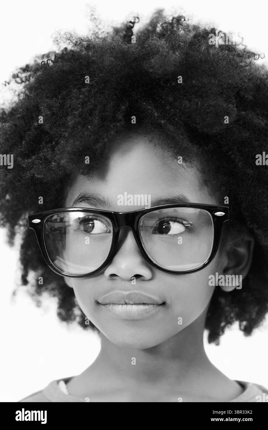 Curly hair girl in Black and White Stock Photos & Images - Alamy
