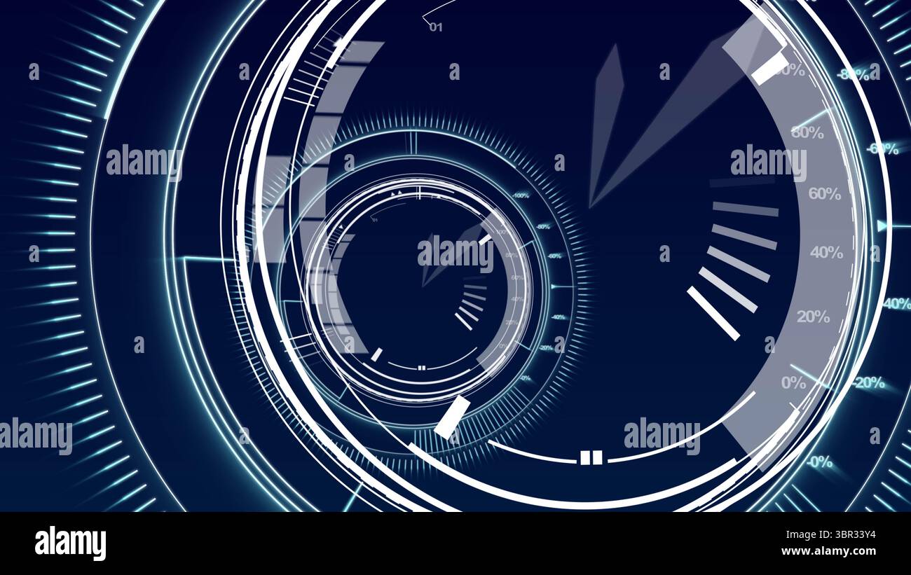 Circle interface with percentage in blue background Stock Photo