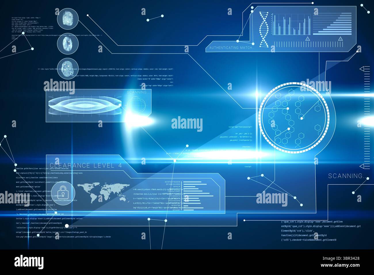 Blue technology interface with glow Stock Photo