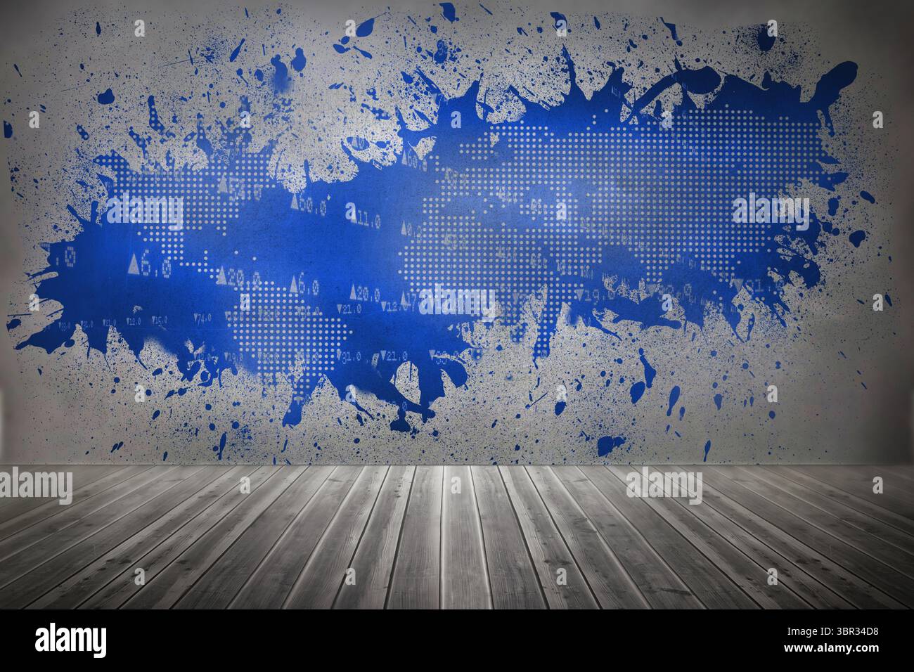Splash on wall revealing earth interface Stock Photo