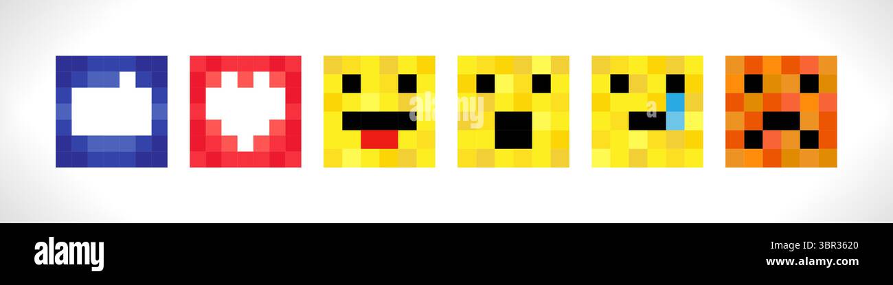 Collection of creative social media icons. Pixel art graphic style. Set ...