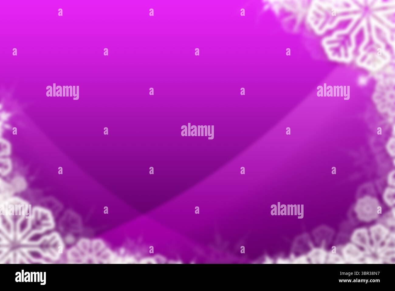 Abstract purple gradient background is showing glowing white snowflake border in flat design Stock Photo