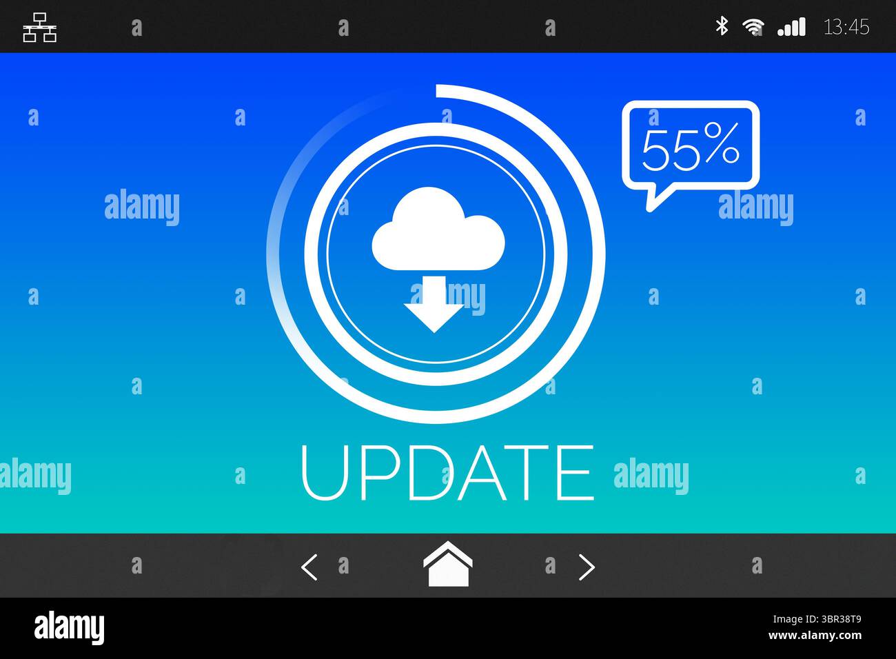 Update text with download symbol on screen Stock Photo - Alamy