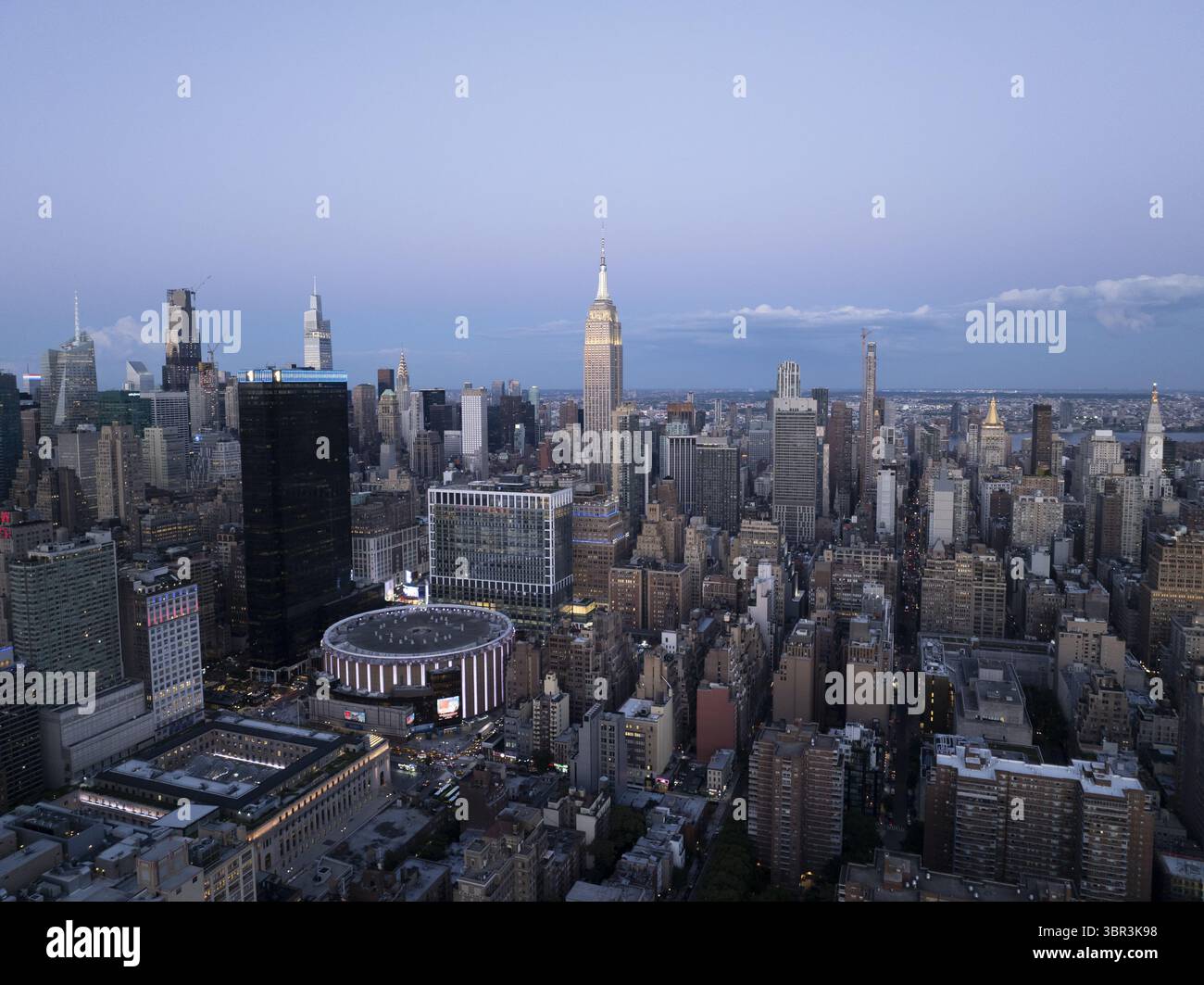 Aerial view of the iconic Empire State Building and Madison Square ...
