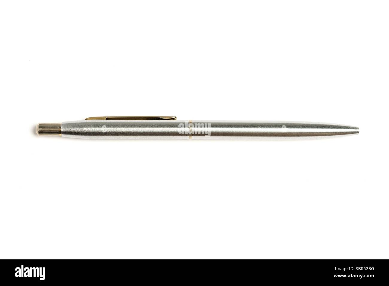 Silver metal pen isolated on a white background Stock Photo