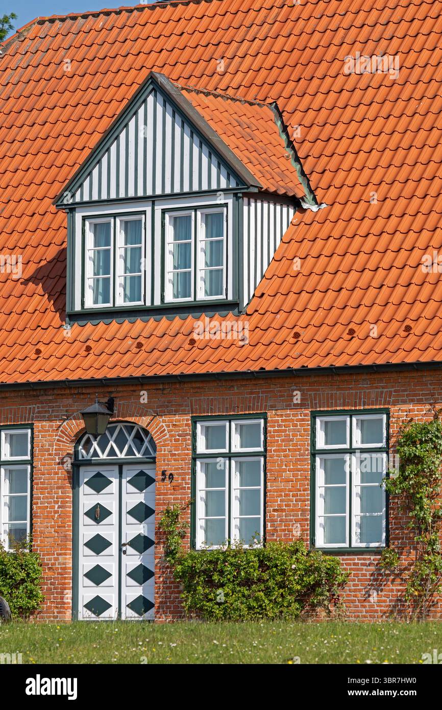 House, windows, roof window, door, Kanalstraße, Holtenau, Kiel, Schleswig-Holstein, Germany Stock Photo