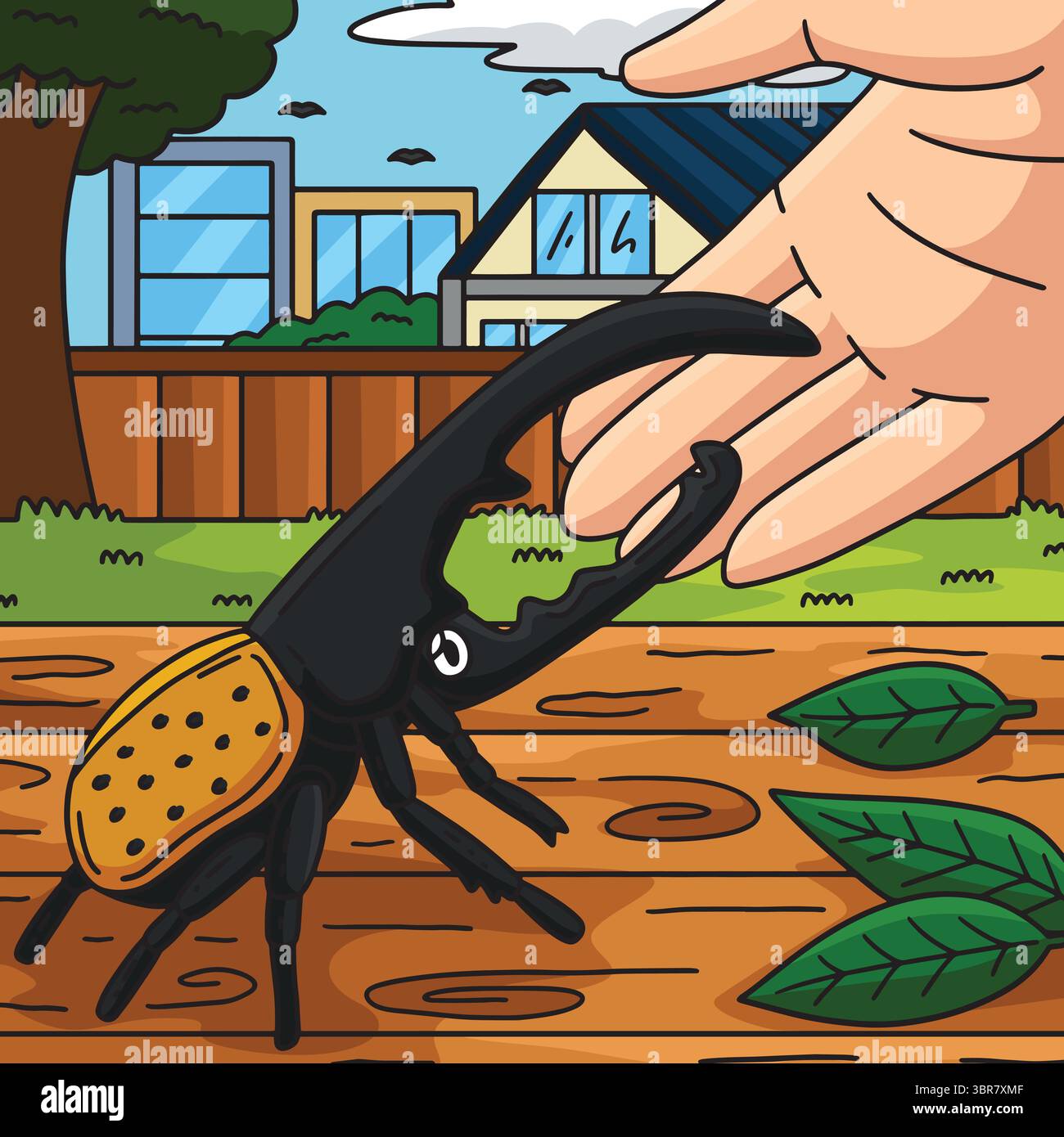 Insect Hercules Beetle Colored Cartoon Stock Vector