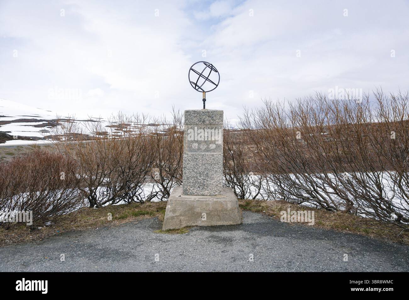 Marker of the norhern (arctic) polar circle in norway Stock Photo