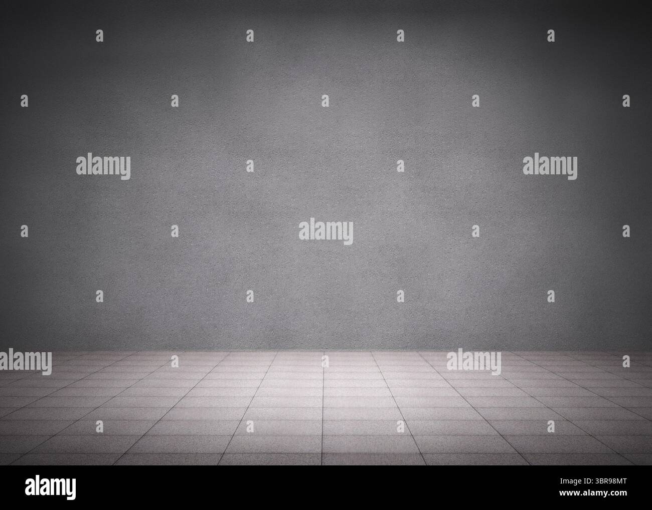 Flat design empty studio space is featuring concrete wall, grid tiled floor and vignette lighting Stock Photo
